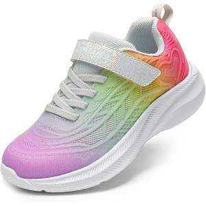 imageDREAM PAIRS Girls Shoes Kids Tennis Sparkle Ease Running Athletic Lightweight Sneakers for LittleBig Kids ToddlerHot PinkYellowOrange