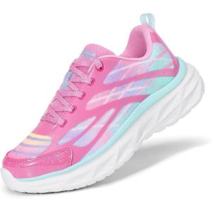 imageDREAM PAIRS Girls Shoes Sneakers Kids Tennis Shoes Lightweight Lace Up Running Casual Walking ShoesHot PinkRainbow