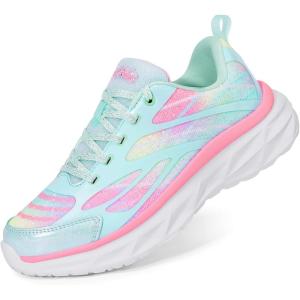 imageDREAM PAIRS Girls Shoes Sneakers Kids Tennis Shoes Lightweight Lace Up Running Casual Walking ShoesMint GreenRainbow