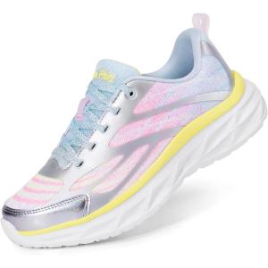 imageDREAM PAIRS Girls Shoes Sneakers Kids Tennis Shoes Lightweight Lace Up Running Casual Walking ShoesRainbowSilver