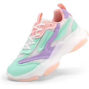 imageDREAM PAIRS Kids Girls Sneakers Jelly Sole Lace up Shoes Lightweight Walking Shoes for Girls BoysMulti