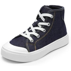 imageDREAM PAIRS Kids Sneakers Little Boys Girls High Top Canvas Shoes LilLegends CourtStar Casual Walking ShoesDark Bluedenim