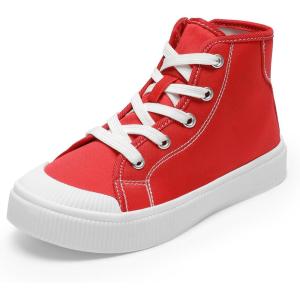 imageDREAM PAIRS Kids Sneakers Little Boys Girls High Top Canvas Shoes LilLegends CourtStar Casual Walking ShoesRed
