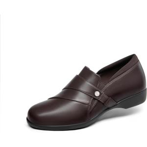 imageDREAM PAIRS Loafer for Women Slipon Comfortable Dressy Loafers Business Casual Work Office Loafer Shoes Faux Leather Round Toe with Arch SupportBrown