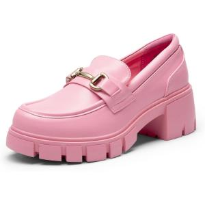 imageDREAM PAIRS Loafers for Women Platform Chunky Loafers Slip On Casual ShoesPinkpu