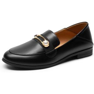 imageDREAM PAIRS Loafers for Women Slip On Comfortable Round Toe Casual Fashion Flats Dressy ShoesBlackpu