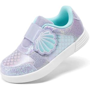 imageDREAM PAIRS Toddler Girls Sneakers Sparkly Shiny Lightweight Comfortable Hook and Loop Casual Walking Little Kids ShoesPurpleRainbow