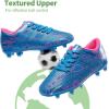 imageDREAM PAIRS Boys Girls Soccer Cleats Kids Football Shoes for LittleBig KidBlueHot Pink