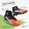 imageDREAM PAIRS Boys Girls Soccer Cleats Youth Firm Groud Outdoor Sport Athletic High Top Football Shoes for LittleBig KidBlackGreyOrange