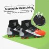 imageDREAM PAIRS Boys Girls Soccer Cleats Youth Firm Groud Outdoor Sport Athletic High Top Football Shoes for LittleBig KidBlackGreyOrange