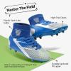 imageDREAM PAIRS Boys Girls Soccer Cleats Youth Firm Groud Outdoor Sport Athletic High Top Football Shoes for LittleBig KidBlueWhiteGrey