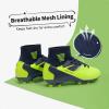 imageDREAM PAIRS Boys Girls Soccer Cleats Youth Firm Groud Outdoor Sport Athletic High Top Football Shoes for LittleBig KidDarkBlueNeonGreen