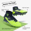 imageDREAM PAIRS Boys Girls Soccer Cleats Youth Firm Groud Outdoor Sport Athletic High Top Football Shoes for LittleBig KidDarkBlueNeonGreen