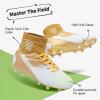 imageDREAM PAIRS Boys Girls Soccer Cleats Youth Firm Groud Outdoor Sport Athletic High Top Football Shoes for LittleBig KidGoldWhite