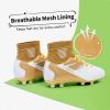 imageDREAM PAIRS Boys Girls Soccer Cleats Youth Firm Groud Outdoor Sport Athletic High Top Football Shoes for LittleBig KidGoldWhite