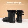 imageDREAM PAIRS Girls Boots Kids Winter Faux Fur Warm Snow Ankle FuzzyChic Kids Bow Boots for ToddlerLittle KidBlackGlitter