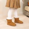 imageDREAM PAIRS Girls Boots Kids Winter Faux Fur Warm Snow Ankle FuzzyChic Kids Bow Boots for ToddlerLittle KidChestnut