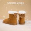 imageDREAM PAIRS Girls Boots Kids Winter Faux Fur Warm Snow Ankle FuzzyChic Kids Bow Boots for ToddlerLittle KidChestnut