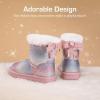imageDREAM PAIRS Girls Boots Kids Winter Faux Fur Warm Snow Ankle FuzzyChic Kids Bow Boots for ToddlerLittle KidRainbowGlitter