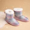 imageDREAM PAIRS Girls Boots Kids Winter Faux Fur Warm Snow Ankle FuzzyChic Kids Bow Boots for ToddlerLittle KidRainbowGlitter