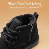 imageDREAM PAIRS Toddler Boots Kids Boys Girls Winter Zipper Warm Faux Fur FuzzyGo Kids Cozy Walking Ankle BootsBlack