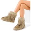 imageDREAM PAIRS Womens Faux Fur Boot Furry Snow Boot Mid Calf Boots Warm Flat Outsole Fur Lined Fashion Winter Boots FuzzyChic FantasiaTan