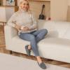 imageDREAM PAIRS Womens House Slippers Indoor Outdoor Moccasin Fuzzy Fluffy Furry Loafers Suede Leather Warm ShoesGrey02