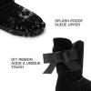 imageDREAM PAIRS Womens Winter Snow Boots FuzzyChic Bow Genuine Suede Leather Faux Fur Lining Memory Foam Warm Winter Short Booties for Outdoor IndoorBlack