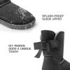 imageDREAM PAIRS Womens Winter Snow Boots FuzzyChic Bow Genuine Suede Leather Faux Fur Lining Memory Foam Warm Winter Short Booties for Outdoor IndoorGrey