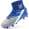 imageDREAM PAIRS Boys Girls Soccer Cleats Youth Firm Groud Outdoor Sport Athletic High Top Football Shoes for LittleBig KidBlueWhiteGrey