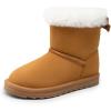 imageDREAM PAIRS Girls Boots Kids Winter Faux Fur Warm Snow Ankle FuzzyChic Kids Bow Boots for ToddlerLittle KidChestnut