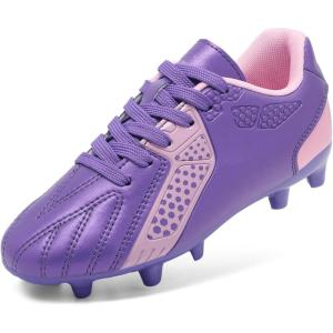 imageDREAM PAIRS Boys Girls Soccer Cleats Youth Firm Groud Classic Lightweight Football Shoes for LittleBig KidPurplePink