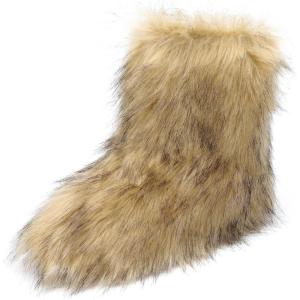 imageDREAM PAIRS Womens Faux Fur Boot Furry Snow Boot Mid Calf Boots Warm Flat Outsole Fur Lined Fashion Winter Boots FuzzyChic FantasiaTan