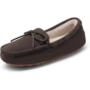 imageDREAM PAIRS Womens House Slippers Indoor Outdoor Moccasin Fuzzy Fluffy Furry Loafers Suede Leather Warm ShoesBrown02