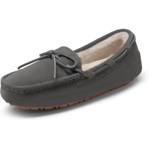 imageDREAM PAIRS Womens House Slippers Indoor Outdoor Moccasin Fuzzy Fluffy Furry Loafers Suede Leather Warm ShoesGrey02