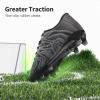 imageDREAM PAIRS Boys Girls Soccer Cleats Youth Firm Groud Baseball Cleats Sport Athletic Outdoor Trainning Football Shoes for LittleBig KidBlackDarkGreyWhite