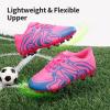 imageDREAM PAIRS Boys Girls Soccer Cleats Youth Firm Groud Baseball Cleats Sport Athletic Outdoor Trainning Football Shoes for LittleBig KidFuchsiaPinkRoyalBlue