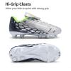 imageDREAM PAIRS Boys Girls Soccer Football Cleats Shoes for LittleBig KidLightGreyNavy
