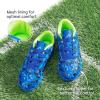 imageDREAM PAIRS Boys Girls Turf Indoor Soccer Shoes Lace Up Cleats for LittleBig KidRoyalBlueNeonGreen