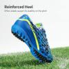 imageDREAM PAIRS Boys Girls Turf Indoor Soccer Shoes Lace Up Cleats for LittleBig KidRoyalBlueNeonGreen