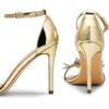 imageDREAM PAIRS Lace Up High Heels Stilletos Gladiator Open Square Toe Fashion Dressy Wedding Bridal Pumps SandalsGoldpat