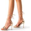 imageDREAM PAIRS Lace Up High Heels Stilletos Gladiator Open Square Toe Fashion Dressy Wedding Bridal Pumps SandalsRose Goldpat
