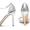 imageDREAM PAIRS Lace Up High Heels Stilletos Gladiator Open Square Toe Fashion Dressy Wedding Bridal Pumps SandalsSilverpat
