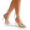 imageDREAM PAIRS Lace Up High Heels Stilletos Gladiator Open Square Toe Fashion Dressy Wedding Bridal Pumps SandalsSilverpat