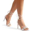 imageDREAM PAIRS Lace Up High Heels Stilletos Gladiator Open Square Toe Fashion Dressy Wedding Bridal Pumps SandalsWhitepu