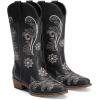 imageDREAM PAIRS Womens Cowboy Cowgirl Western Mid Calf Boots Square Toe Embroidered Stitched Pull On Country Boots with Low Chunky HeelBlack