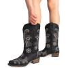 imageDREAM PAIRS Womens Cowboy Cowgirl Western Mid Calf Boots Square Toe Embroidered Stitched Pull On Country Boots with Low Chunky HeelBlack