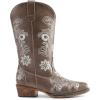 imageDREAM PAIRS Womens Cowboy Cowgirl Western Mid Calf Boots Square Toe Embroidered Stitched Pull On Country Boots with Low Chunky HeelBrown