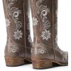 imageDREAM PAIRS Womens Cowboy Cowgirl Western Mid Calf Boots Square Toe Embroidered Stitched Pull On Country Boots with Low Chunky HeelBrown