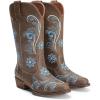 imageDREAM PAIRS Womens Cowboy Cowgirl Western Mid Calf Boots Square Toe Embroidered Stitched Pull On Country Boots with Low Chunky HeelDark Brown